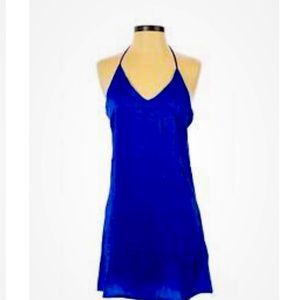 Shinestar Blue Silky Satin Spaghetti Strap Dress